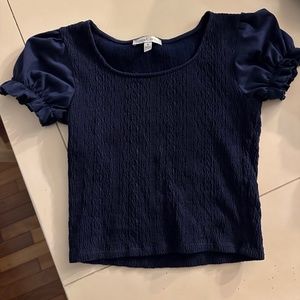 Adorable Navy Fitted Cropped Top